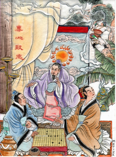 Когда Учитель Цю вёл урок, один ученик слушал внимательно и был всем сердцем сосредоточен на учёбе. А вот второй ученик, внешне казалось, слушал, но его мысли витали в другом месте